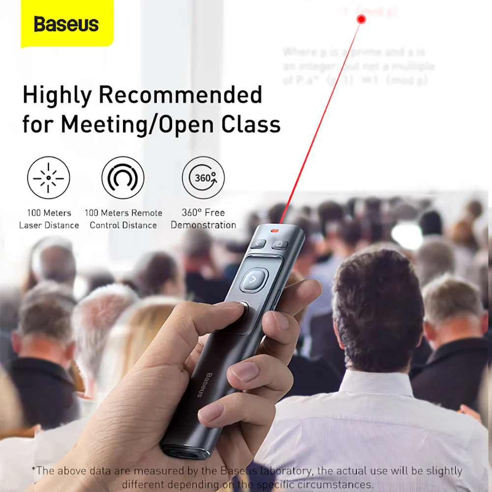 Baseus Orange Dot Wireless Presenter (Red Laser) - Grey Charging Version - Image 4