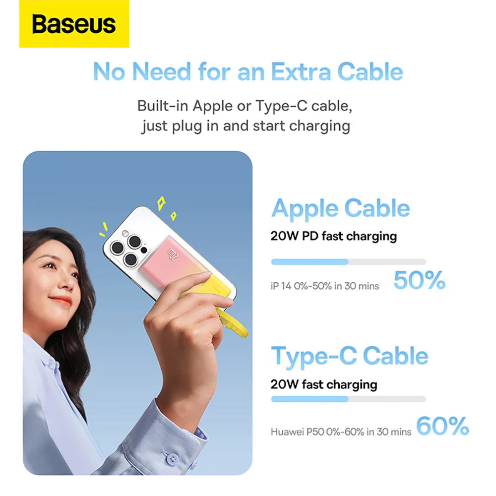 Baseus Popsicle Power Bank Type-C Version 5200mAh 20W - Starry Yellow - Image 3