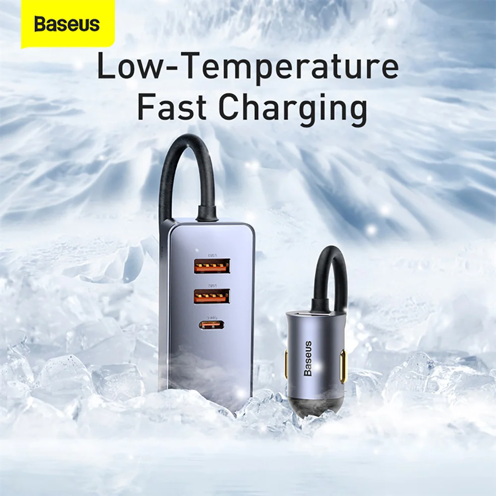 Baseus PPS Multi-port Fast Charging Car Charger with Extension Cord - 120W - Image 5