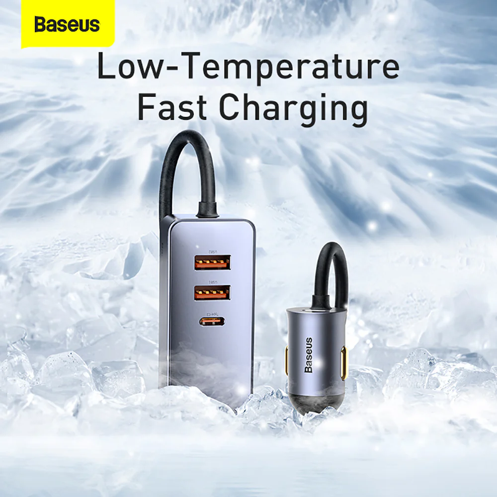 Baseus PPS Multi-port Fast Charging Car Charger with Extension Cord - 120W, Space Gray - Image 5
