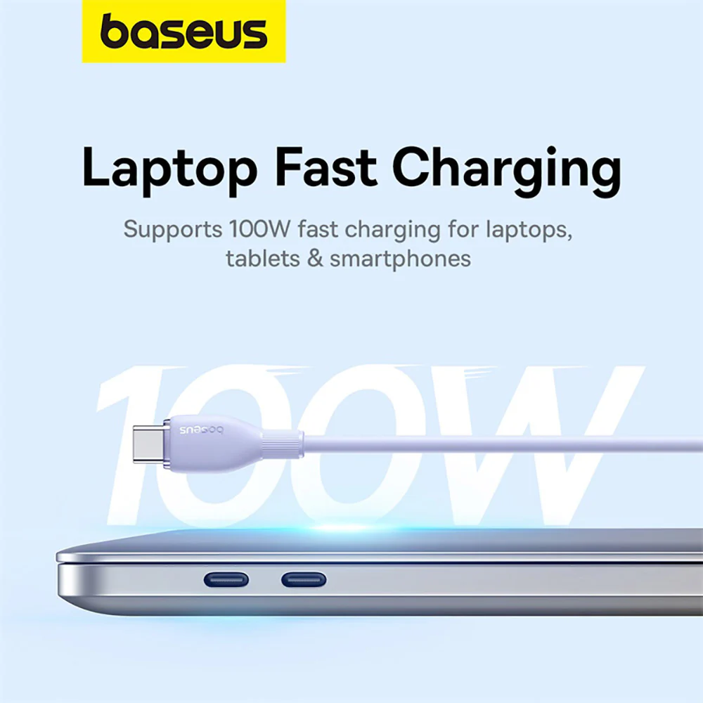 Baseus Pudding Series Fast Charging Cable Type-C to Type-C 100W 1.2m - Nebula Purple - Image 2