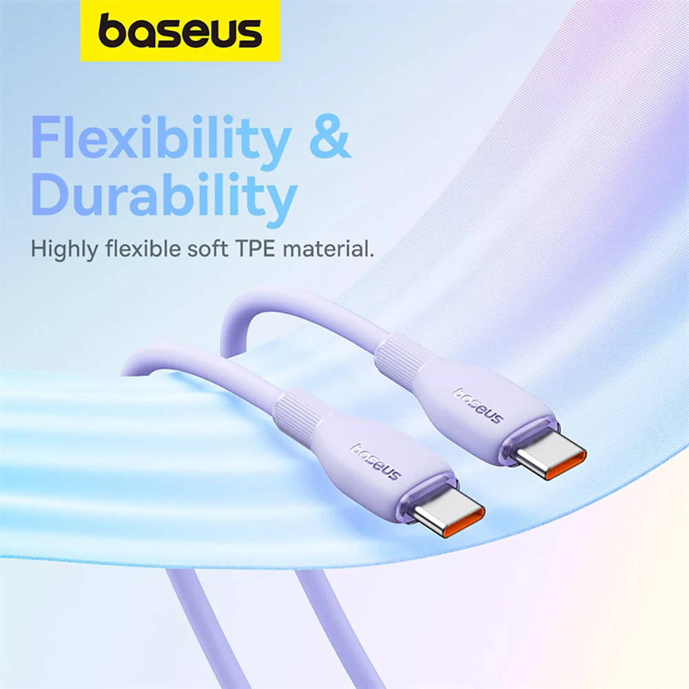 Baseus Pudding Series Fast Charging Cable Type-C to Type-C 100W 1.2m - Nebula Purple - Image 4