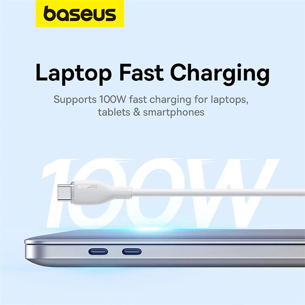 Baseus Pudding Series Fast Charging Cable Type-C to Type-C 100W 1.2m - Starlight White - Image 2