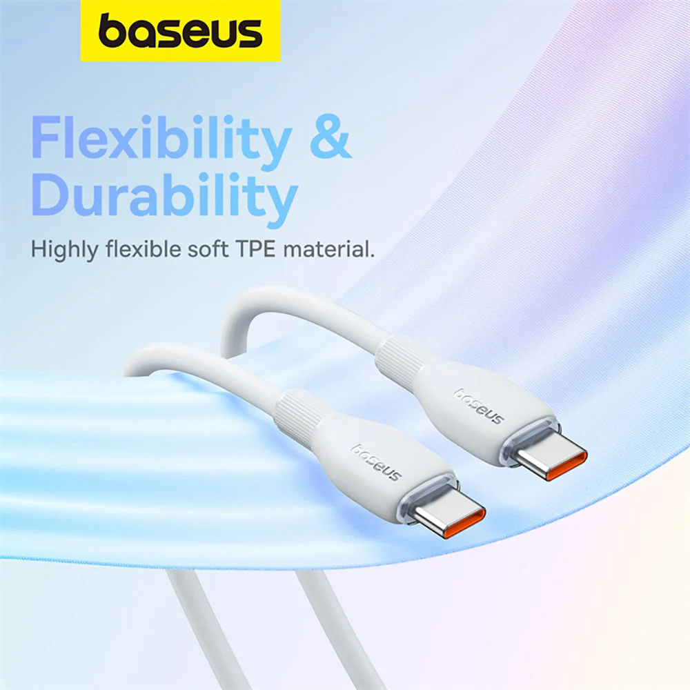 Baseus Pudding Series Fast Charging Cable Type-C to Type-C 100W 1.2m - Starlight White - Image 4