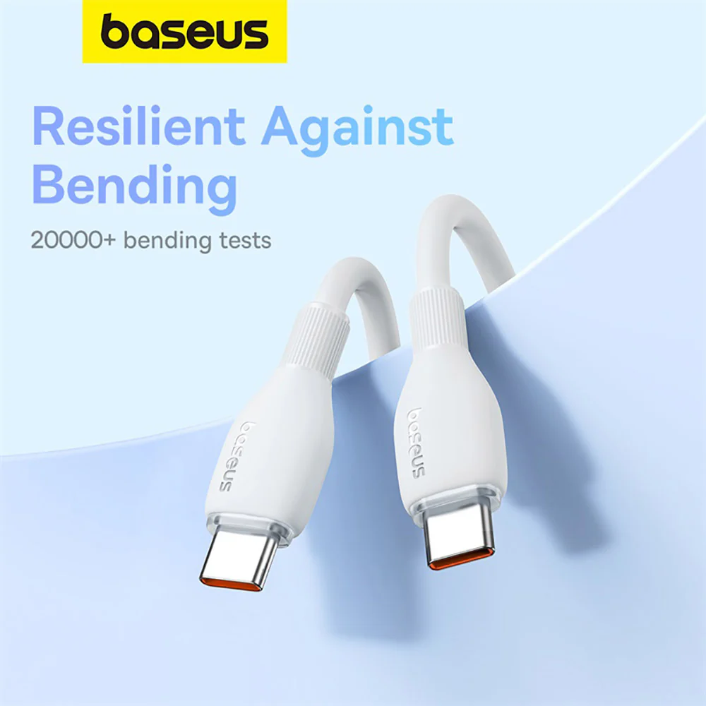 Baseus Pudding Series Fast Charging Cable Type-C to Type-C 100W 1.2m - Starlight White - Image 5