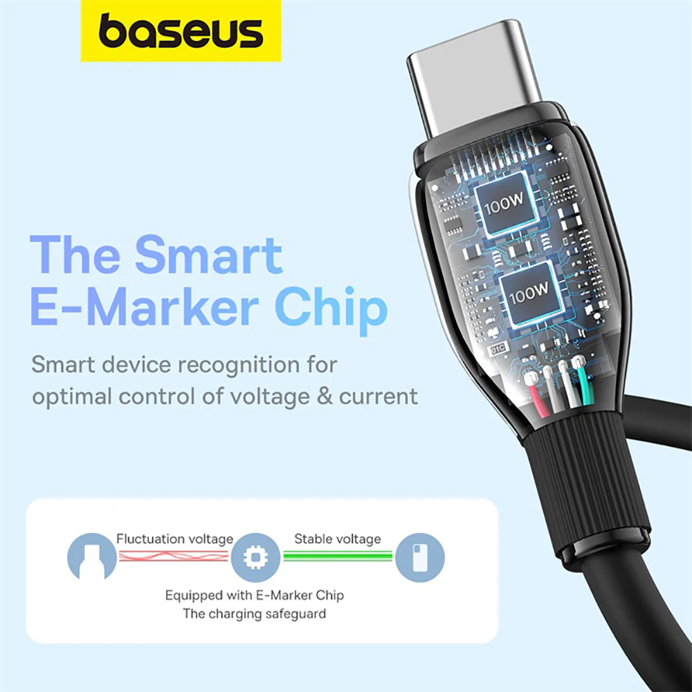 Baseus Pudding Series Fast Charging Cable Type-C to Type-C 100W 1.2m - Starry Black - Image 3