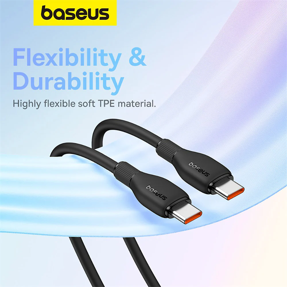 Baseus Pudding Series Fast Charging Cable Type-C to Type-C 100W 1.2m - Starry Black - Image 4