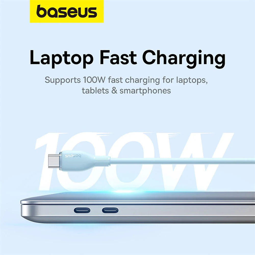 Baseus Pudding Series Fast Charging Cable Type-C to Type-C 100W 1.2m - Starry Blue - Image 2
