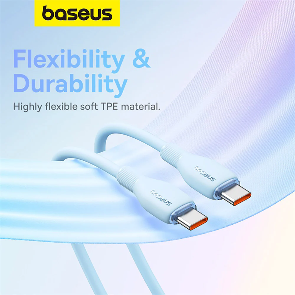 Baseus Pudding Series Fast Charging Cable Type-C to Type-C 100W 1.2m - Starry Blue - Image 4