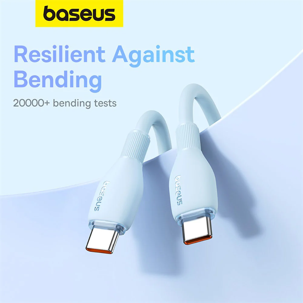 Baseus Pudding Series Fast Charging Cable Type-C to Type-C 100W 1.2m - Starry Blue - Image 5