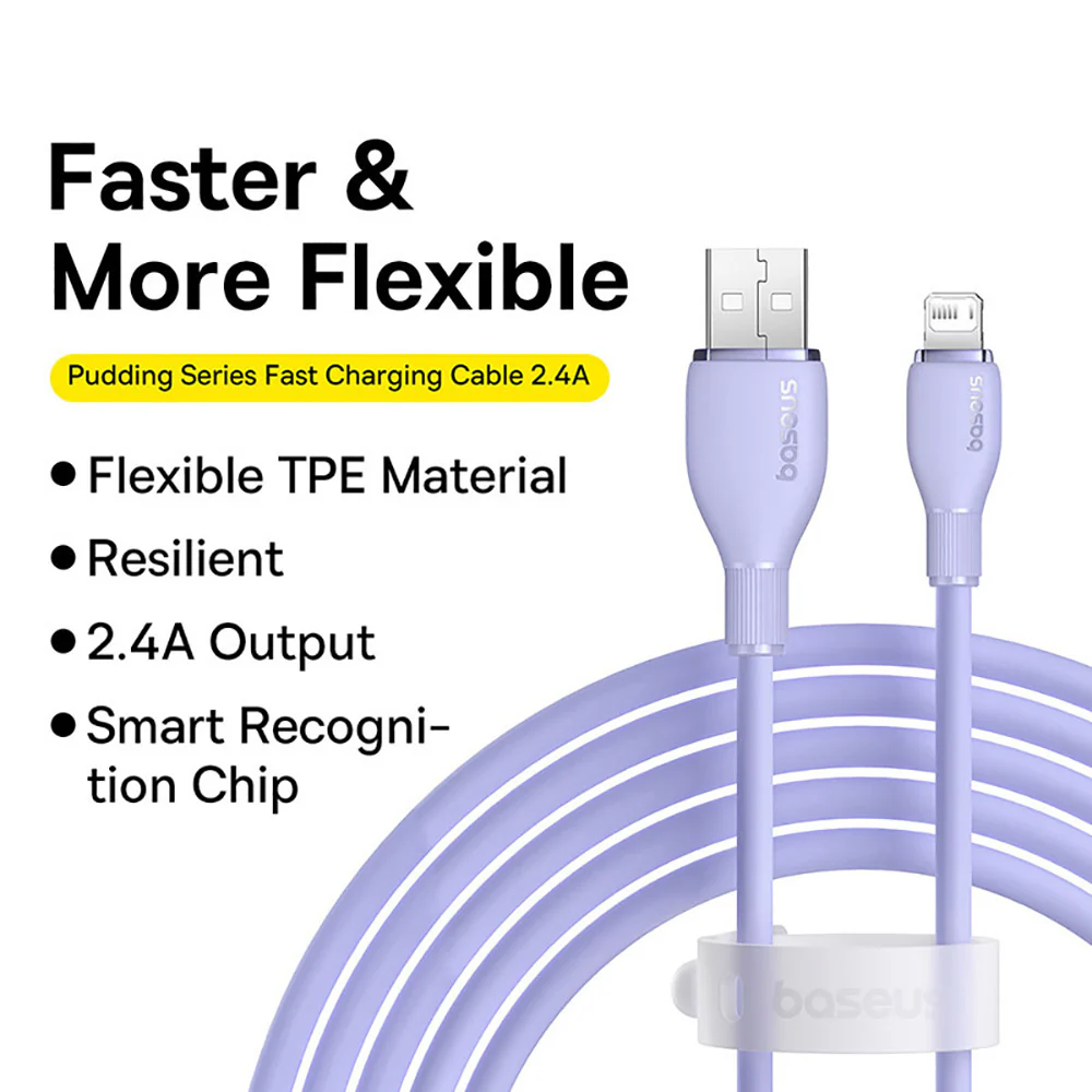 Baseus Pudding Series Fast Charging Cable USB to iP 2.4A 1.2m Nebula Purple