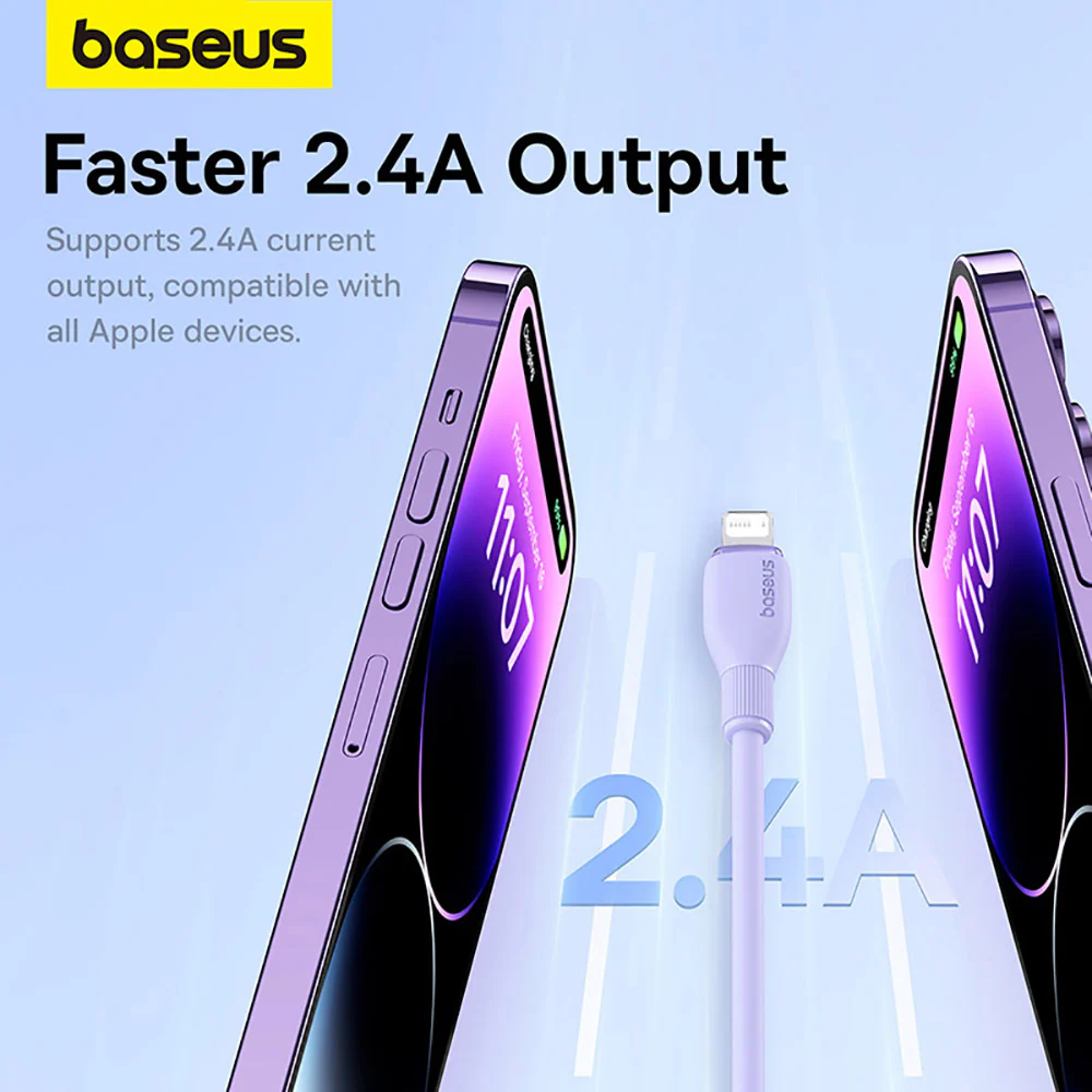 Baseus Pudding Series Fast Charging Cable USB to iP 2.4A 1.2m Nebula Purple - Image 3