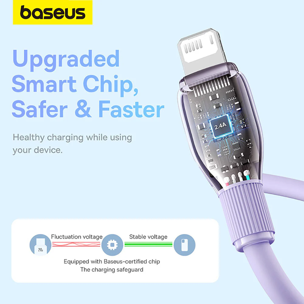 Baseus Pudding Series Fast Charging Cable USB to iP 2.4A 1.2m Nebula Purple - Image 4