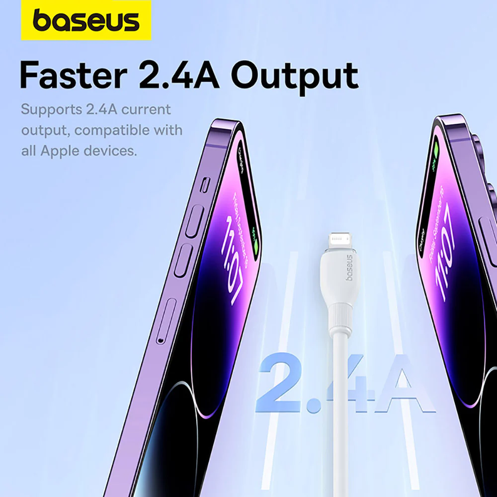 Baseus Pudding Series Fast Charging Cable USB to iP 2.4A 1.2m Starlight White - Image 3