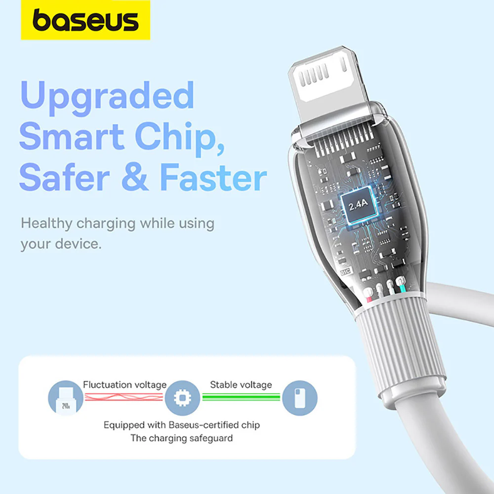 Baseus Pudding Series Fast Charging Cable USB to iP 2.4A 1.2m Starlight White - Image 4
