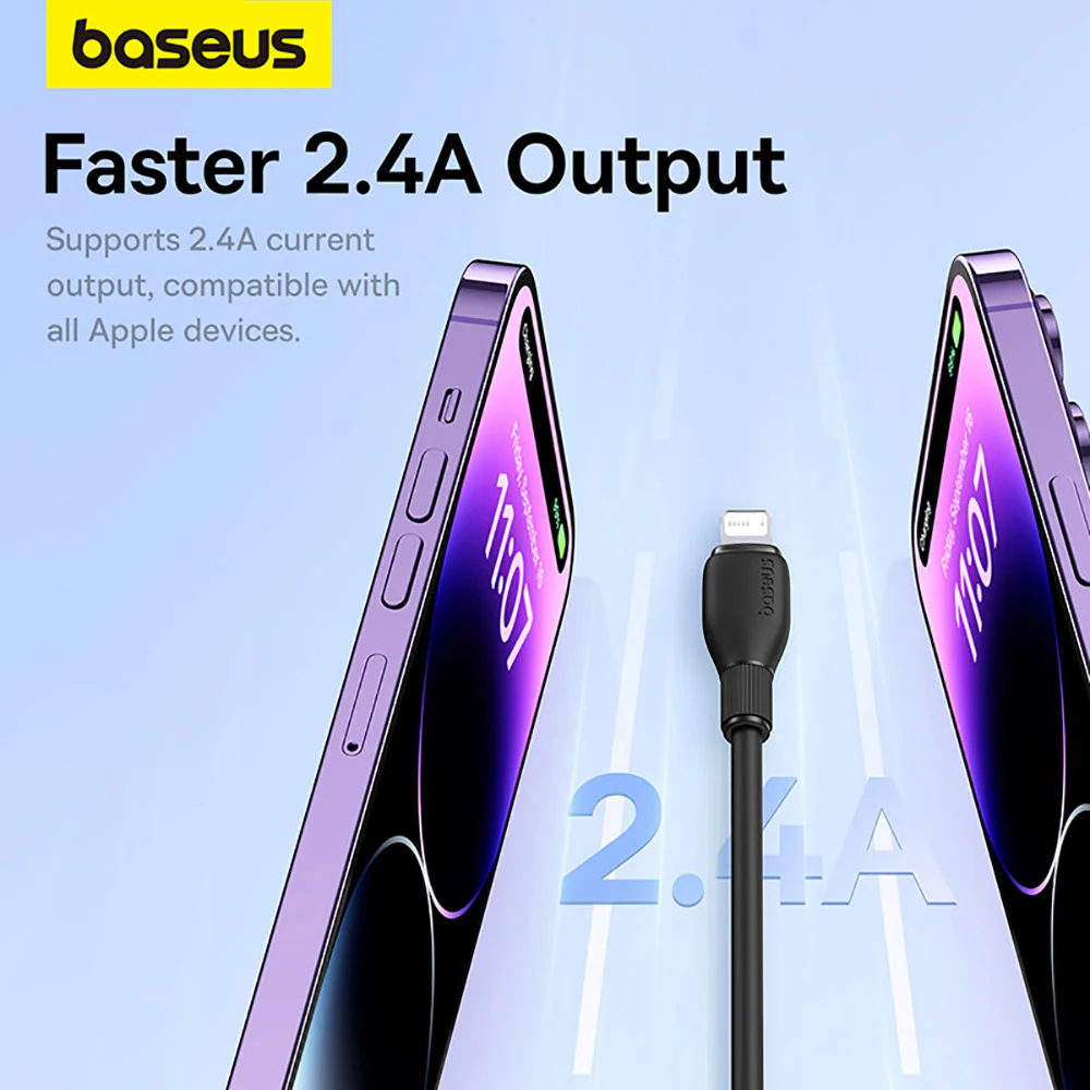 Baseus Pudding Series Fast Charging Cable USB to iP 2.4A 1.2m - Starry Black - Image 4