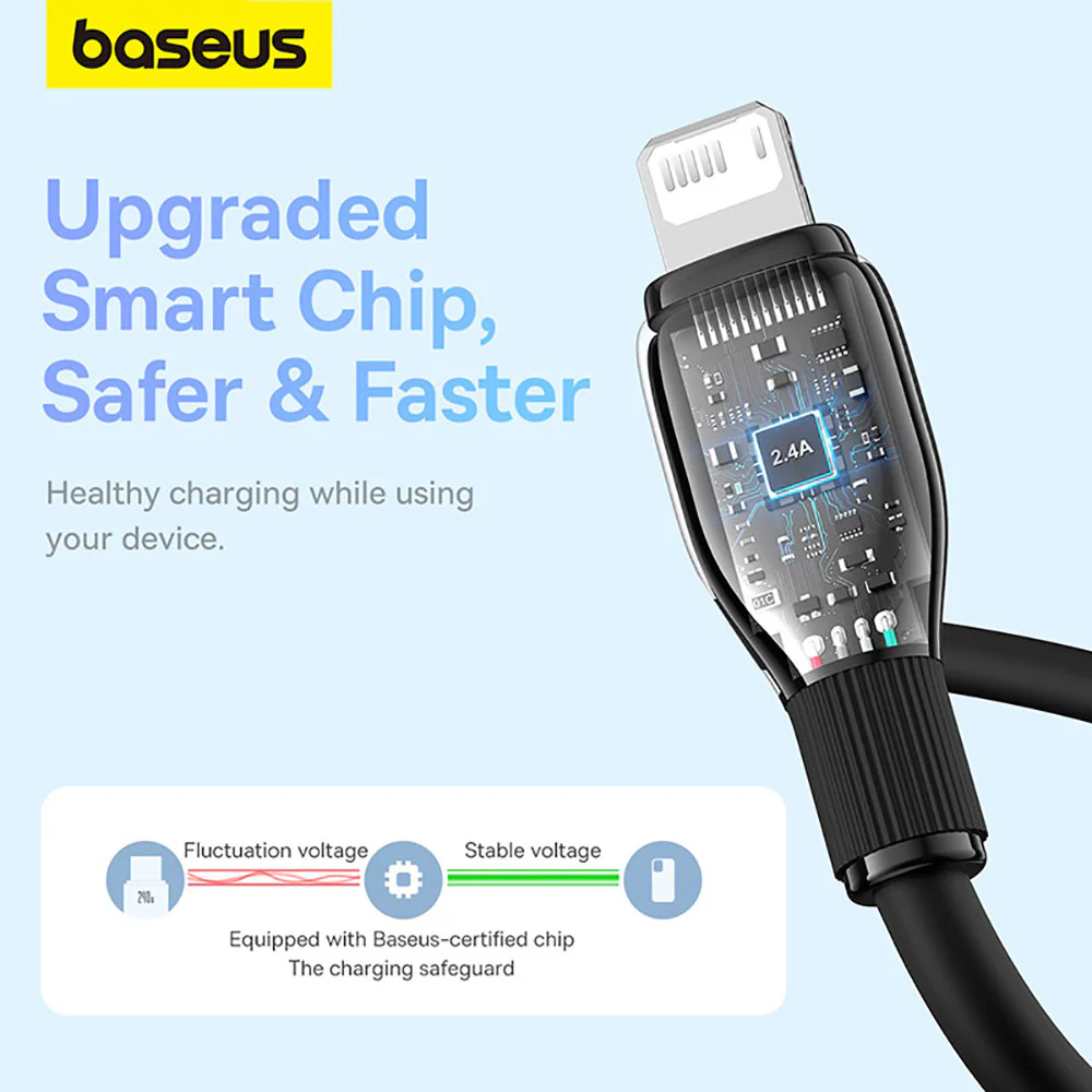 Baseus Pudding Series Fast Charging Cable USB to iP 2.4A 1.2m - Starry Black - Image 5