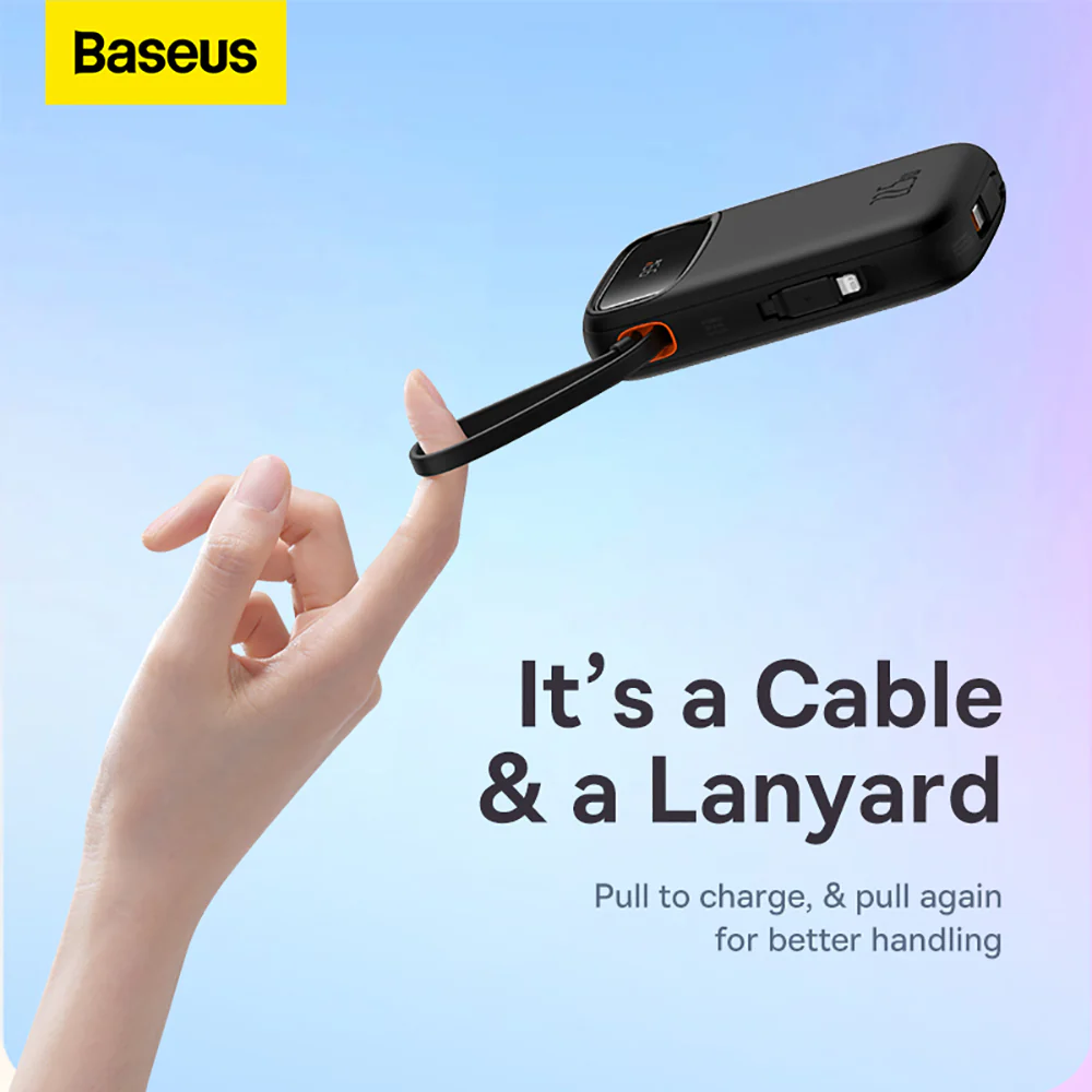 Baseus Qpow2 Dual-Cable Digital Display Fast Charge Power Bank 10000mAh 22.5W - Starry Black - Image 3