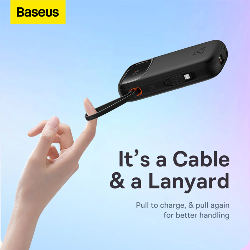 Baseus Qpow2 Dual-Cable Digital Display Fast Charge Power Bank 20000mAh 22.5W - Starry Black - Image 5