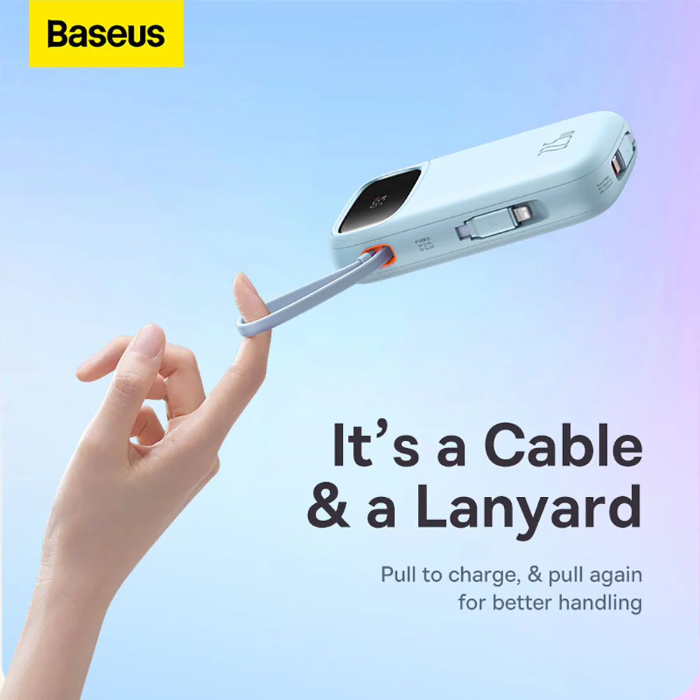 Baseus Qpow2 Dual-Cable Digital Display Fast Charge Power Bank 20000mAh 22.5W - Starry Blue - Image 3