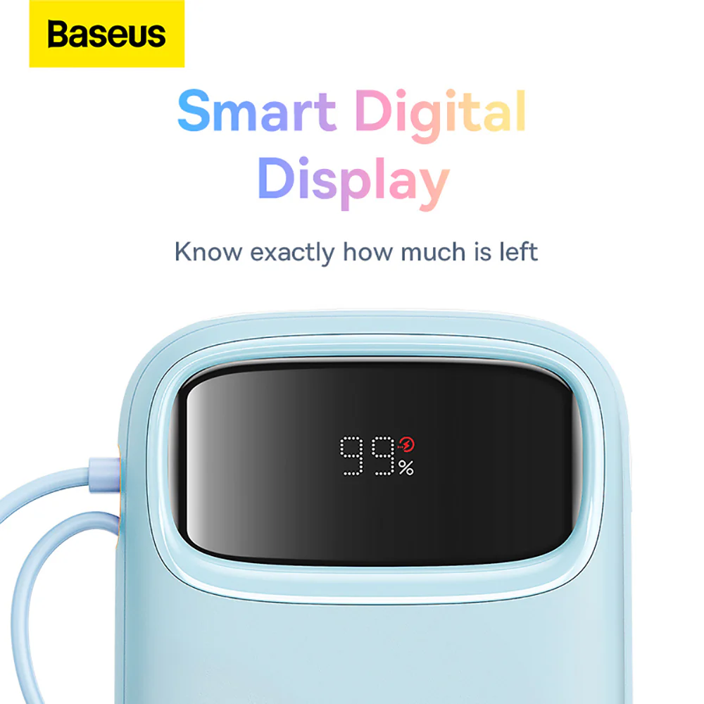 Baseus Qpow2 Dual-Cable Digital Display Fast Charge Power Bank 20000mAh 22.5W - Starry Blue - Image 5