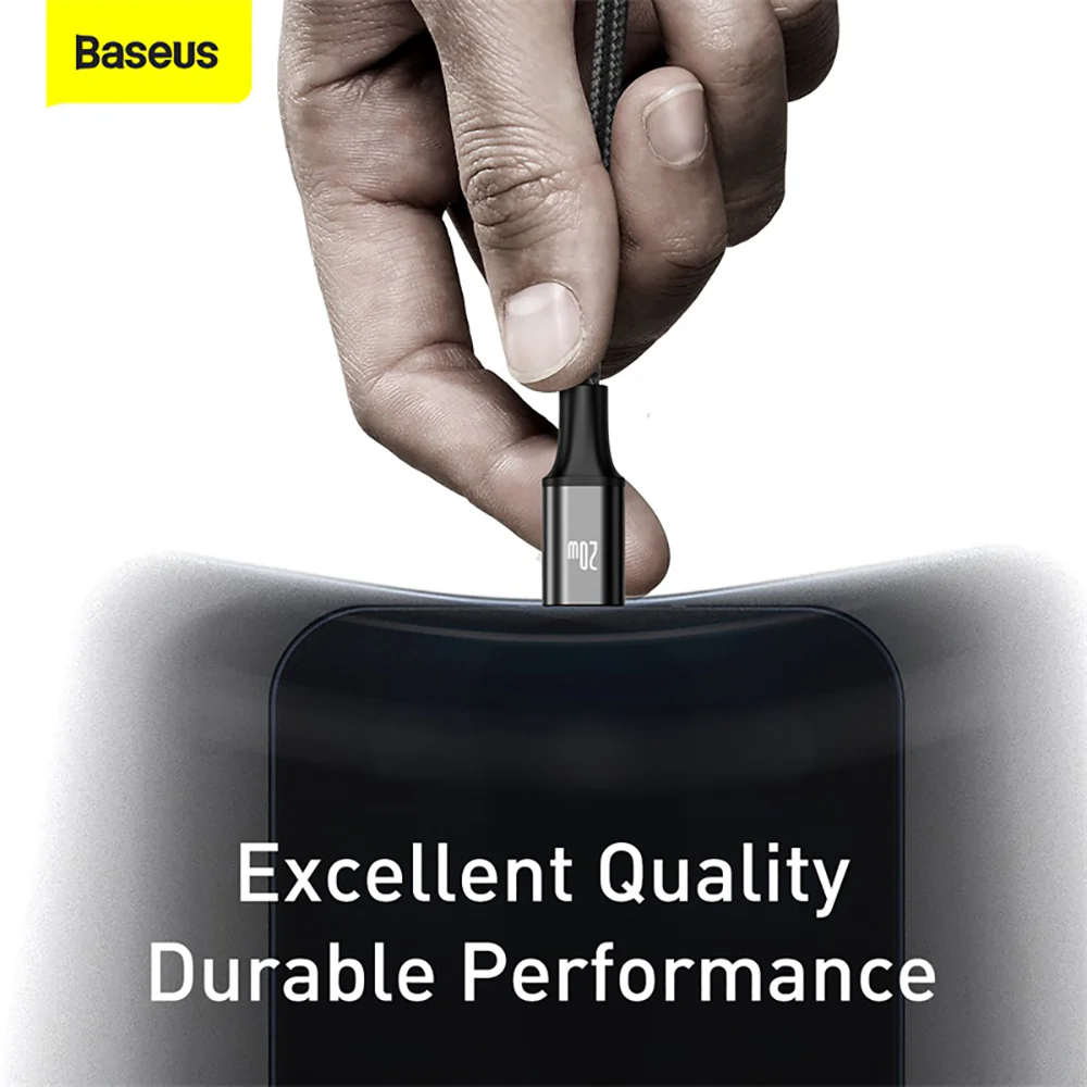 Baseus Rapid Series 3-in-1 Fast Charging Cable Type-C to M+L+C PD 20W 1.5m Black - Image 2
