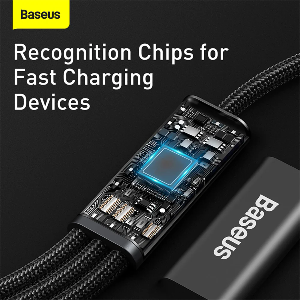 Baseus Rapid Series 3-in-1 Fast Charging Cable Type-C to M+L+C PD 20W 1.5m Black - Image 3