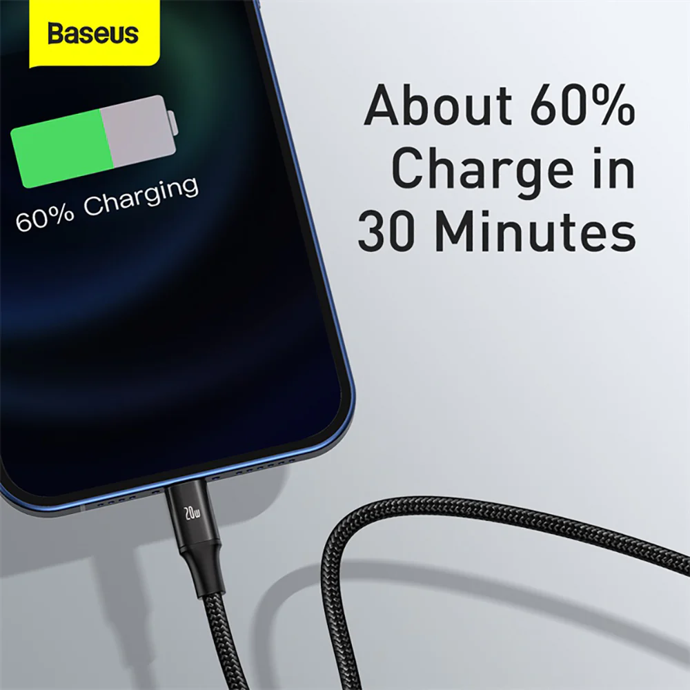 Baseus Rapid Series 3-in-1 Fast Charging Cable Type-C to M+L+C PD 20W 1.5m Black - Image 5