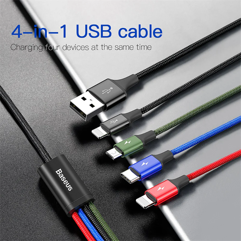 Baseus Rapid Series 4-in-1 Charging Cable 3.5A 1.2m - Black - Image 3