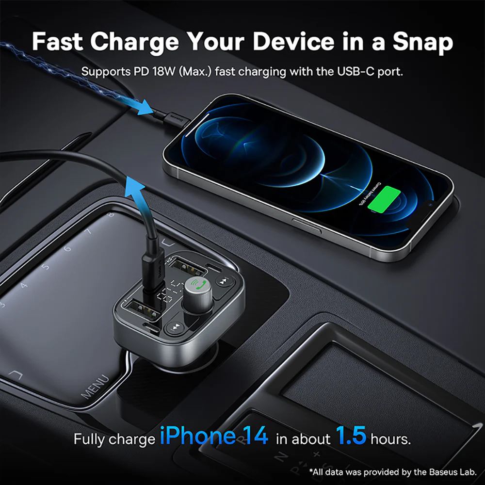 Baseus S09 Pro Bluetooth Car FM Transmitter - Starry Black - Image 4