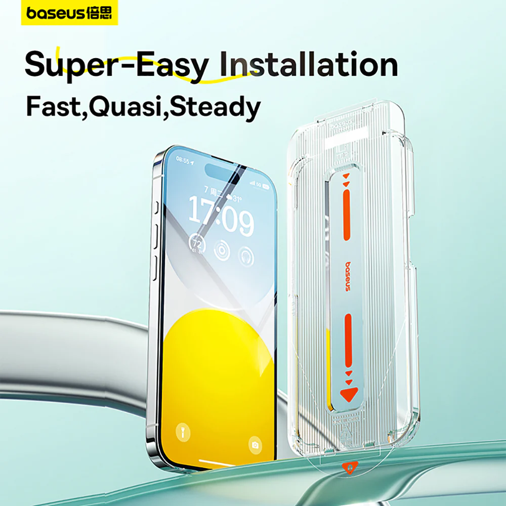 Baseus Sapphire Series Anti-Dust Tempered Glass Screen Protector for iPhone 15 Pro Max - Clear - Image 4