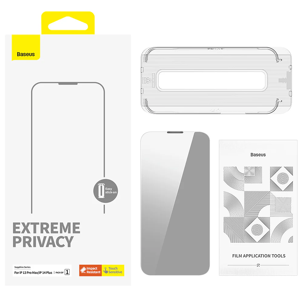 Baseus Sapphire Series Anti-Peeping Tempered Glass for iPhone 13 Pro Max/14 Plus - Image 4