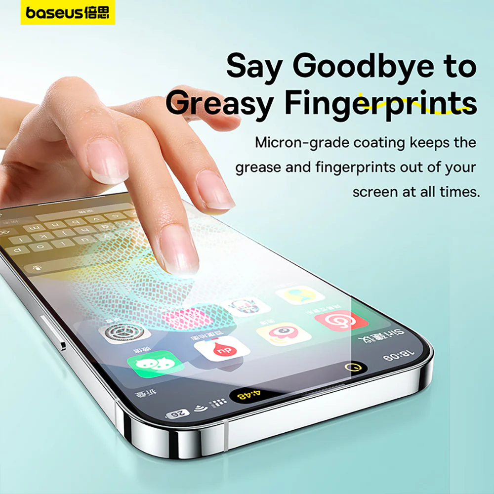 Baseus Sapphire Series Dustproof Tempered Glass Screen Protector for iPhone 15 - Clear - Image 5