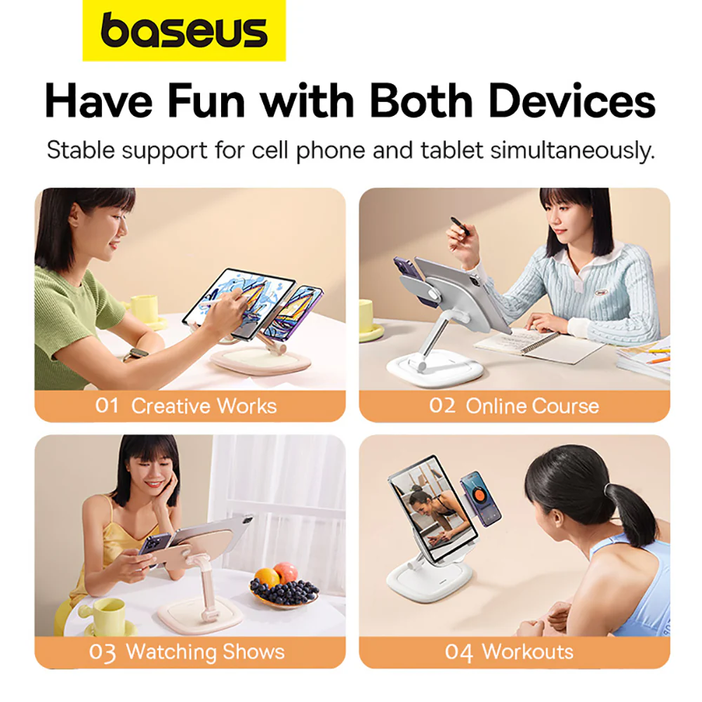 Baseus Seashell Series 2-in-1 Stand for Phones & Tablets - Moon White - Image 2
