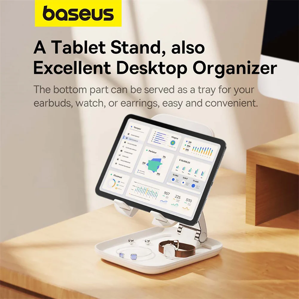Baseus Seashell Series Folding Tablet Stand - Moon White - Image 3