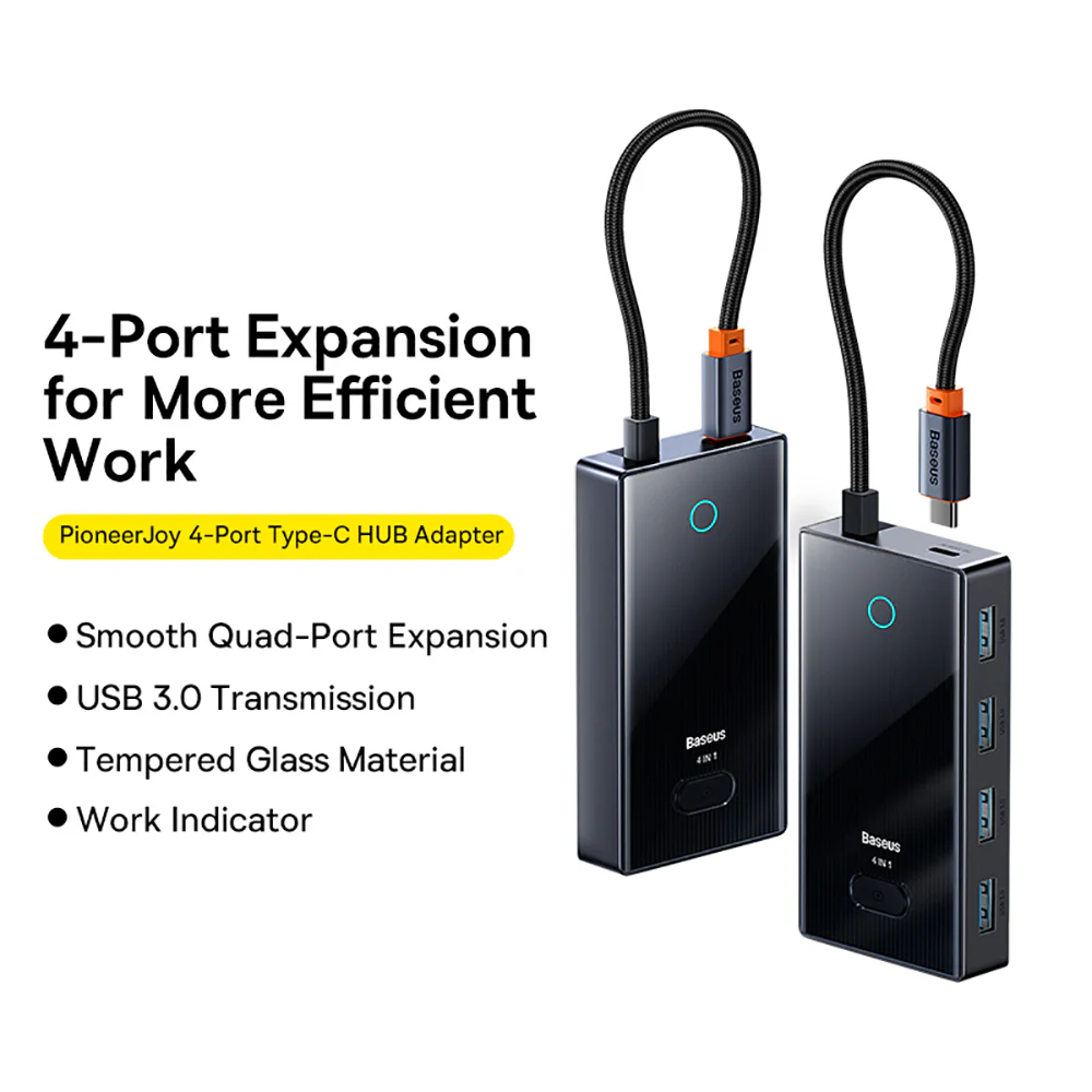 Baseus Shadow Series 4-in-1 HUB Docking Station - Space Gray, Type-C to USB 3.0 x4
