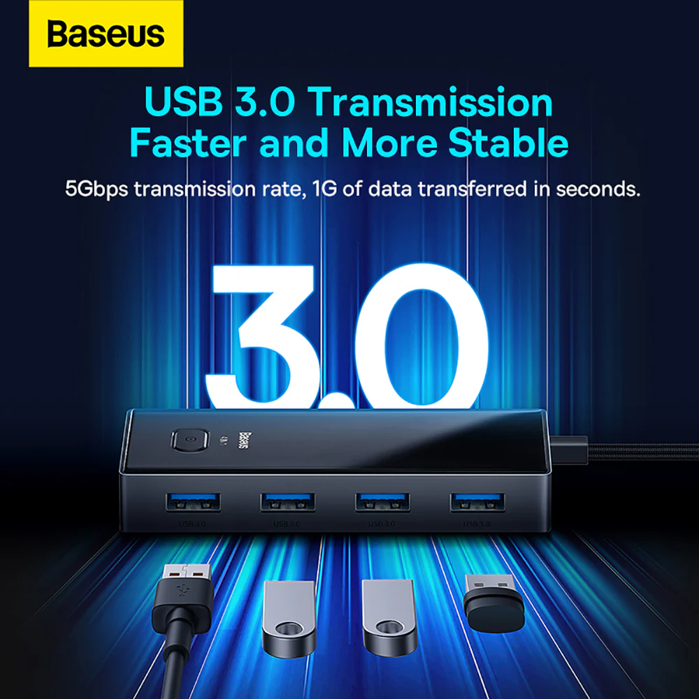 Baseus Shadow Series 4-in-1 HUB Docking Station - Space Gray, Type-C to USB 3.0 x4 - Image 5