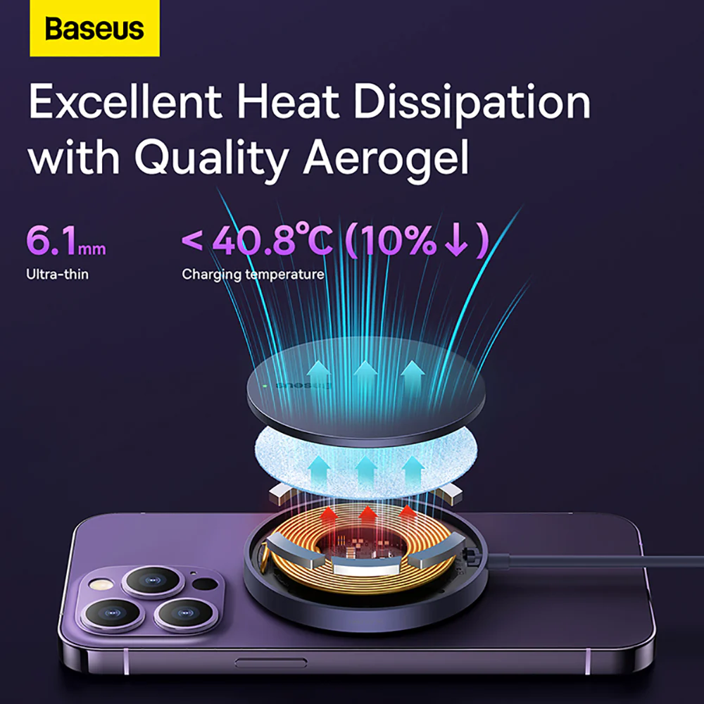 Baseus Simple Mini3 Magnetic Wireless Charger 15W - Smoky Purple - Image 3