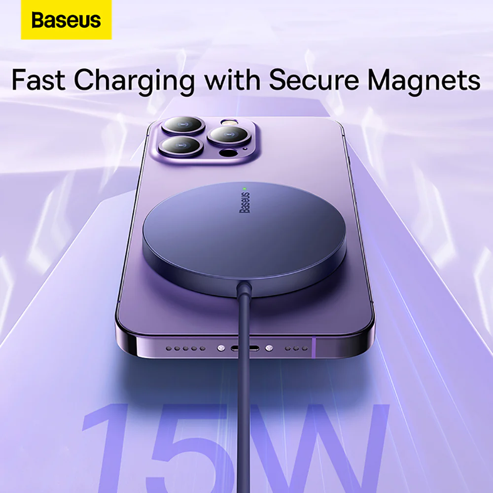 Baseus Simple Mini3 Magnetic Wireless Charger 15W - Smoky Purple - Image 4