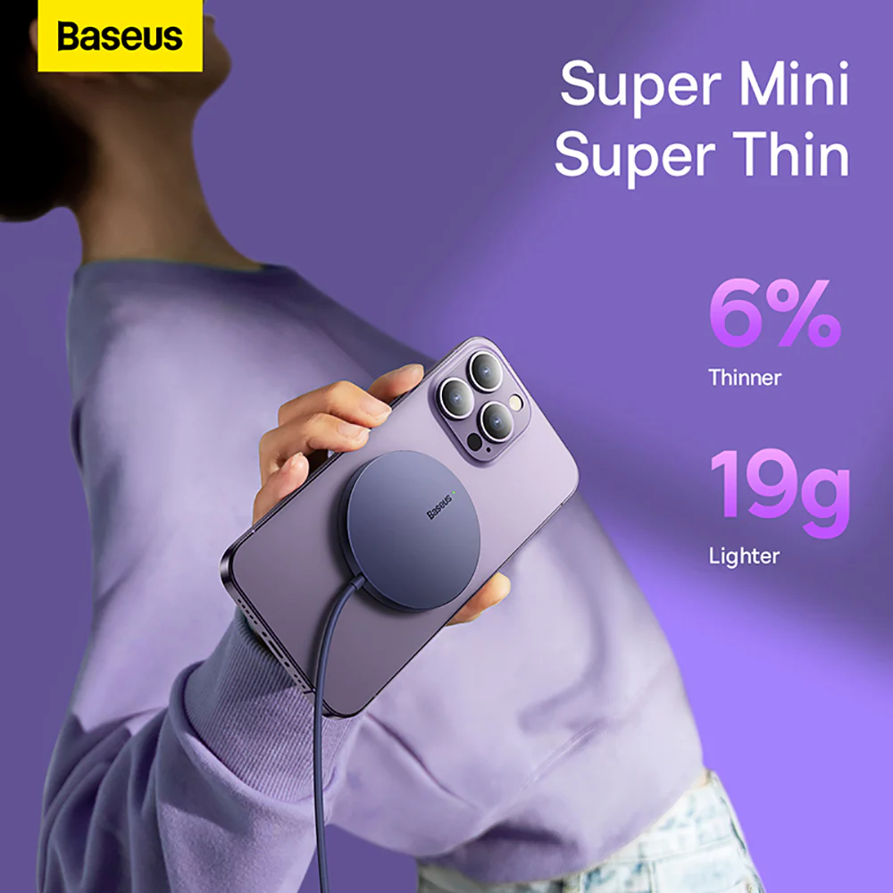 Baseus Simple Mini3 Magnetic Wireless Charger 15W - Smoky Purple - Image 5