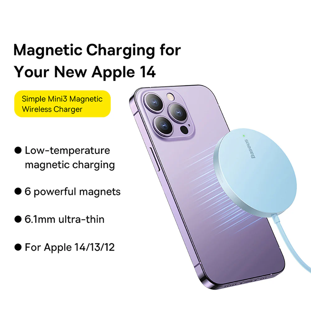Baseus Simple Mini3 Magnetic Wireless Charger 15W - Starry Blue - Image 2
