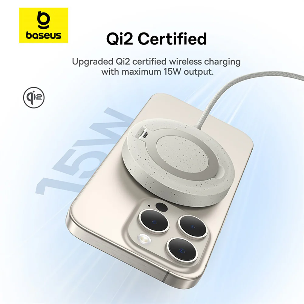 Baseus Simple Mini4 Magnetic Wireless Charging Stand Qi2 15W - Image 2