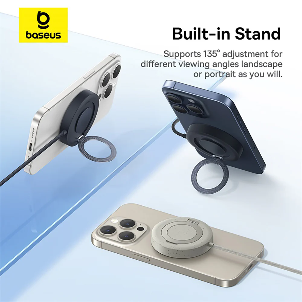 Baseus Simple Mini4 Magnetic Wireless Charging Stand Qi2 15W - Starry Black - Image 4