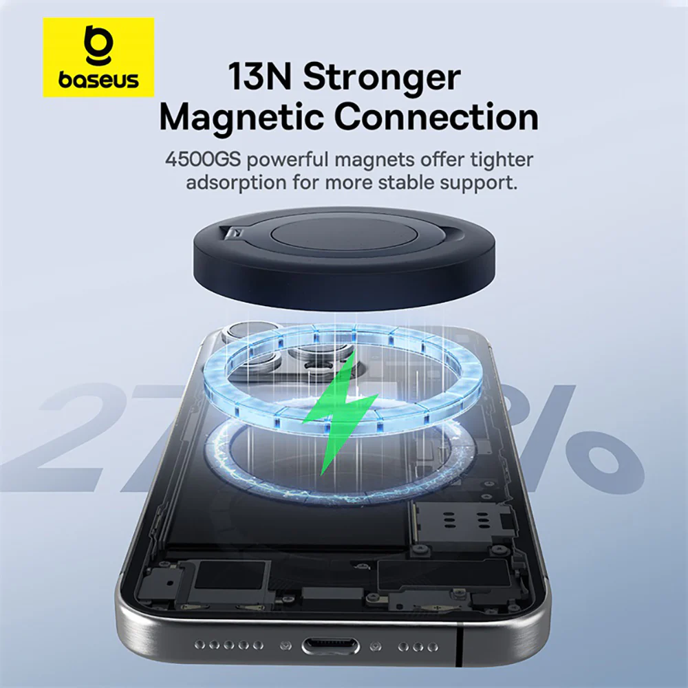 Baseus Simple Mini4 Magnetic Wireless Charging Stand Qi2 15W - Starry Black - Image 5
