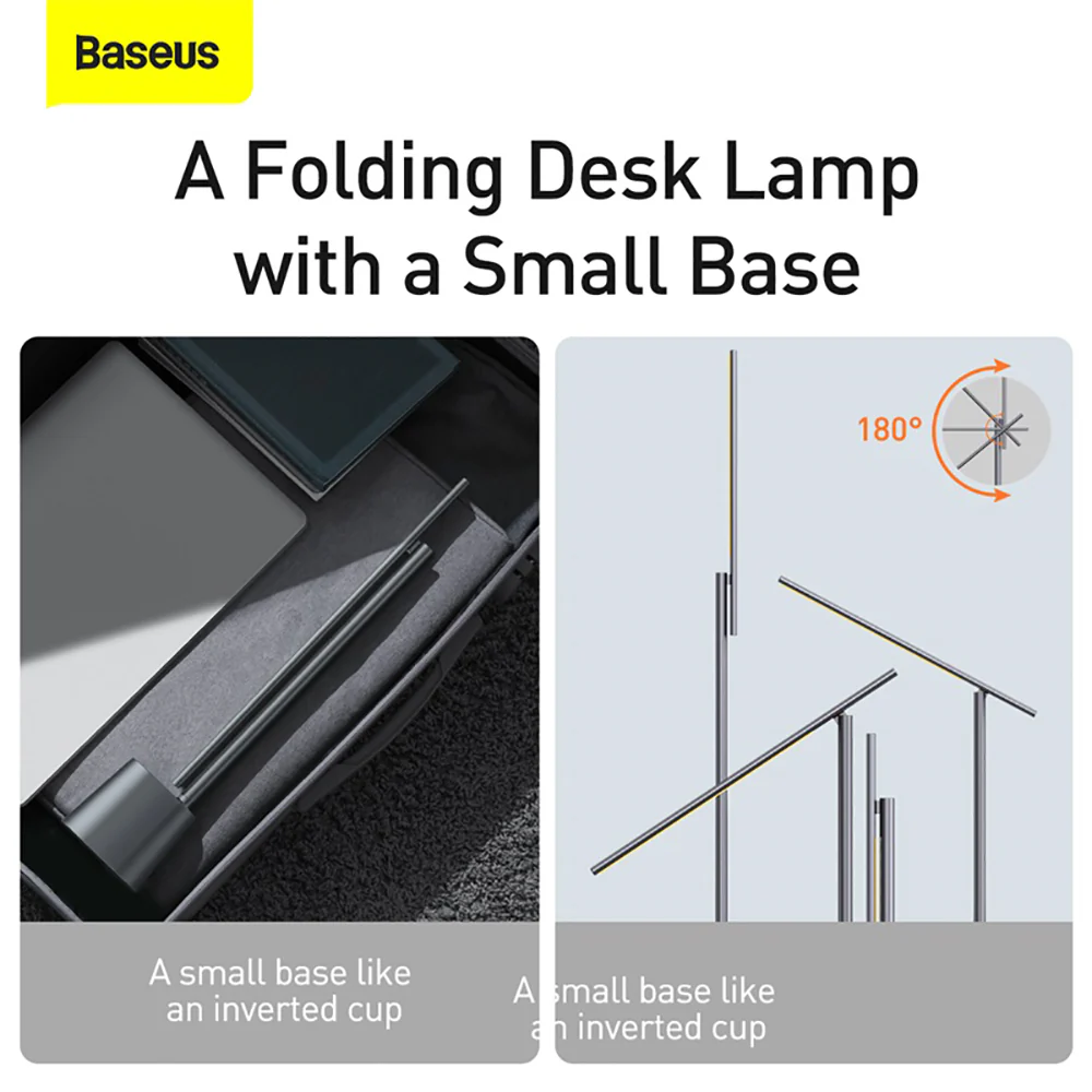 Baseus Smart Eye Series Rechargeable Folding Reading Desk Lamp - Deep Space Gray - Image 4