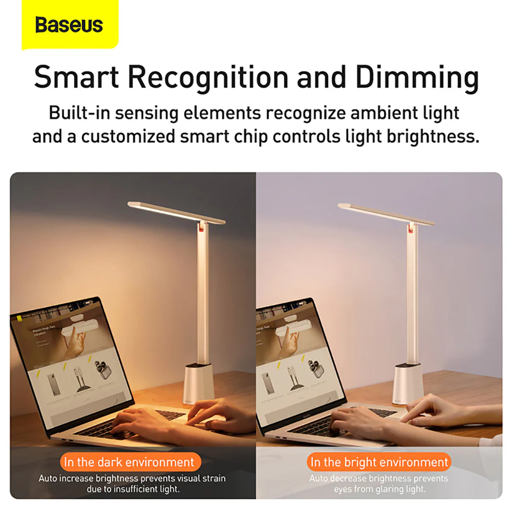 Baseus Smart Eye Series Rechargeable Folding Reading Desk Lamp - White - Image 2