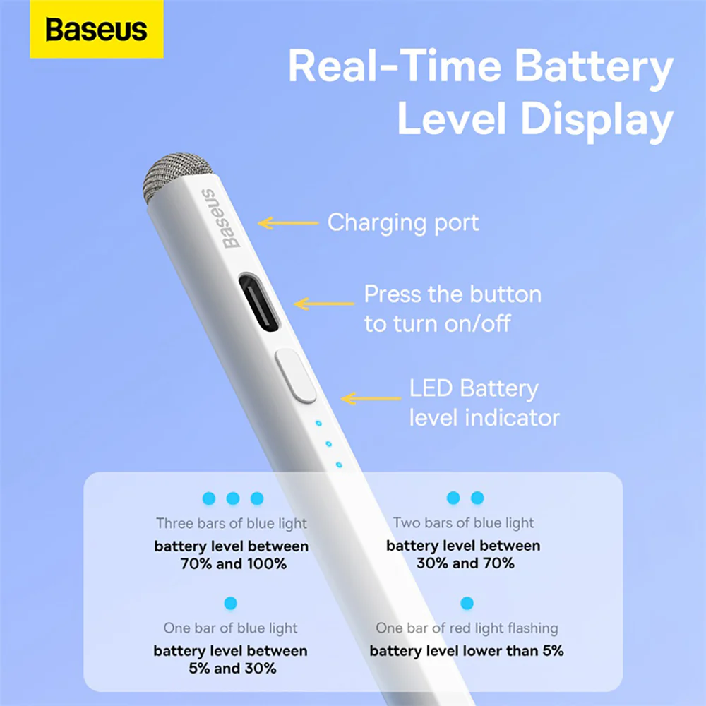 Baseus Smooth Writing 2 Series Stylus with LED Indicators - White - Image 2