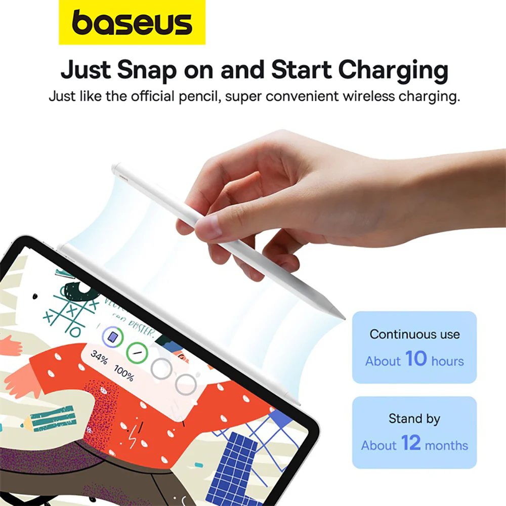Baseus Smooth Writing 2 Series Wireless Charging Stylus - Active Edition, Moon White - Image 2