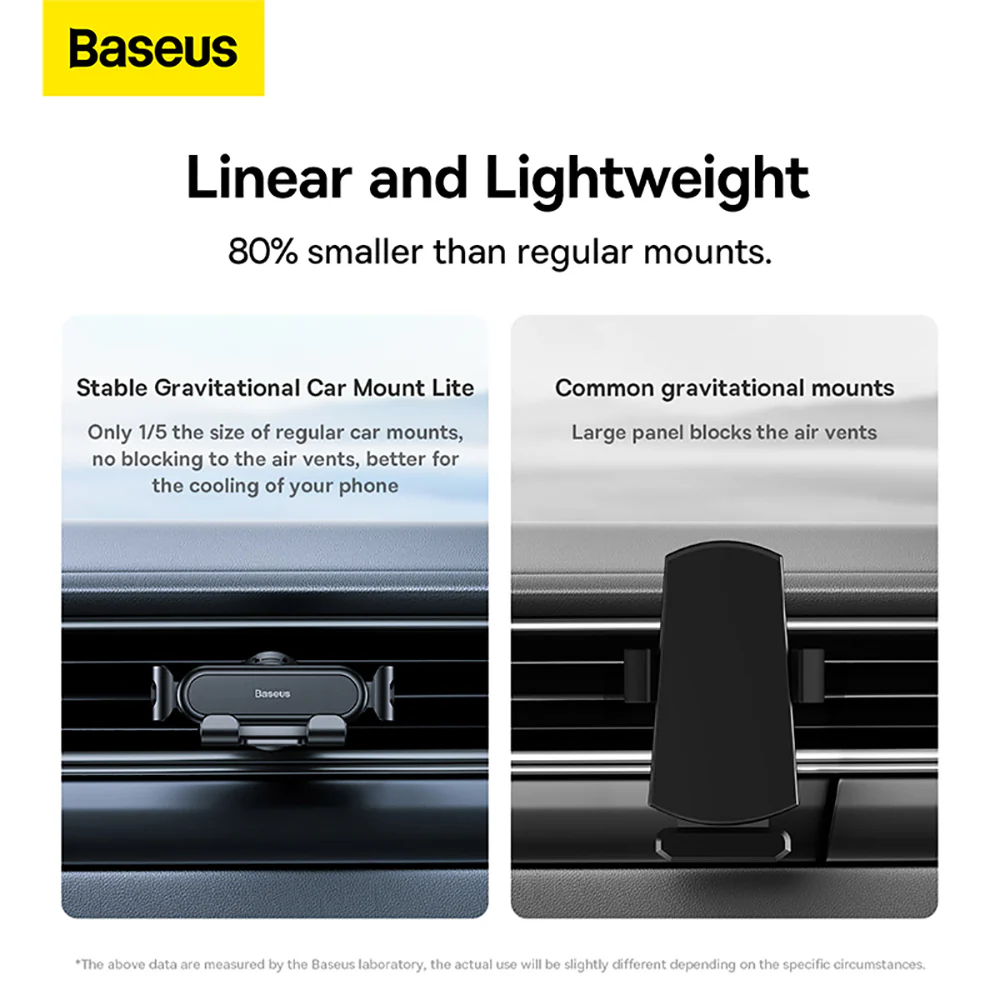 Baseus Stable Gravitational Car Mount Lite (Air Outlet Version) - Black - Image 2