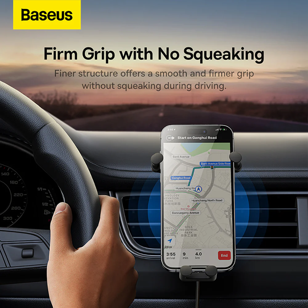 Baseus Stable Gravitational Wireless Charging Car Mount Pro 15W (Air Outlet Version) - Black - Image 4